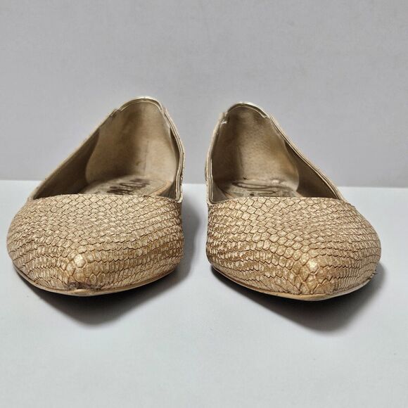 Sam Edelman Shoes Women size 7.5M Colleen Gold Snakeskin Shimmer Flats - Picture 5 of 11